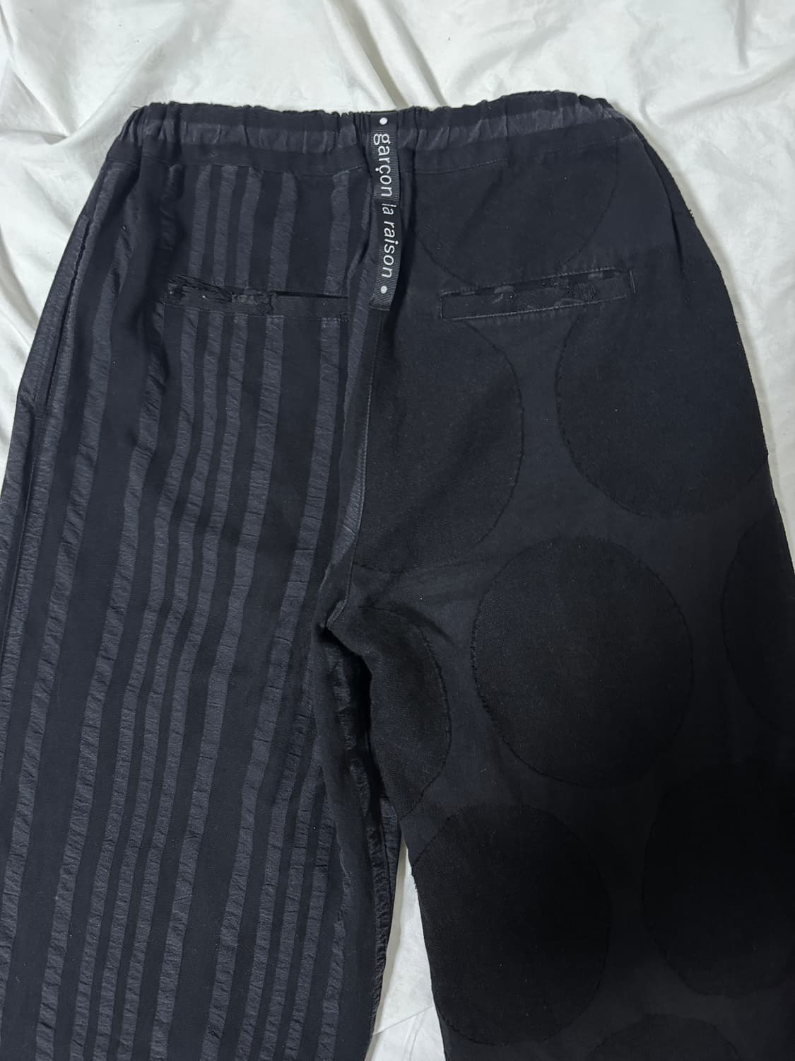 Garcon la raison 패치워크 와이드 크롭 팬츠 아방가르드 상품이미지4