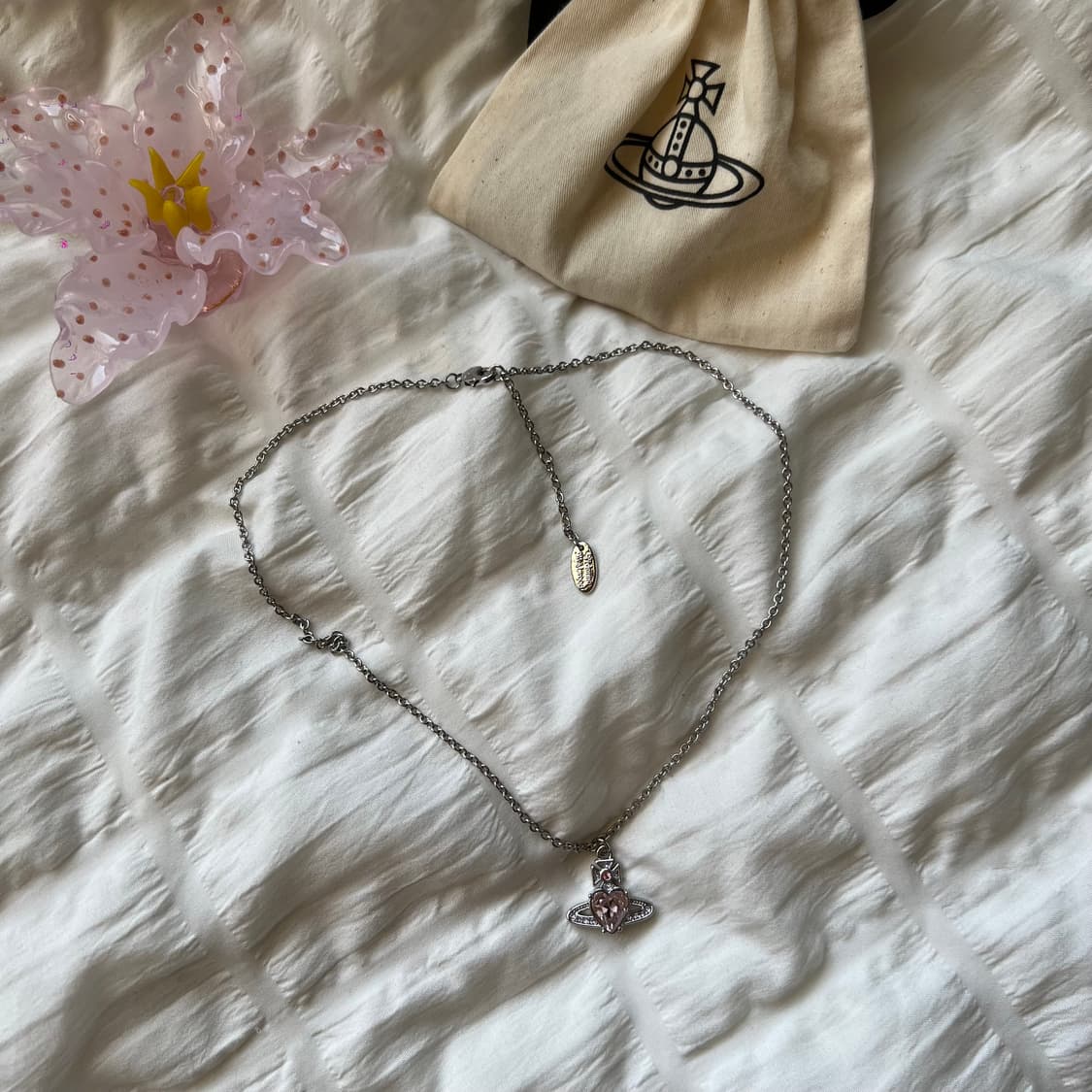 비비안웨스트우드 아리엘라 핑크 실버 목걸이 상품이미지3