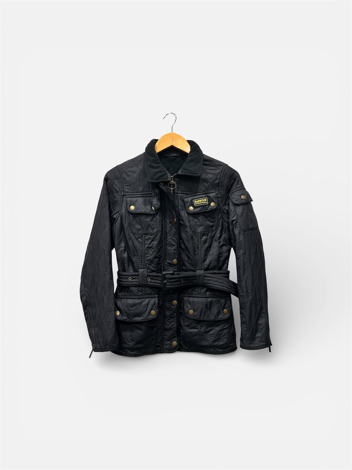 바버 인터내셔널 퀼팅 벨티드 자켓 네이비 여성 85 상품이미지1