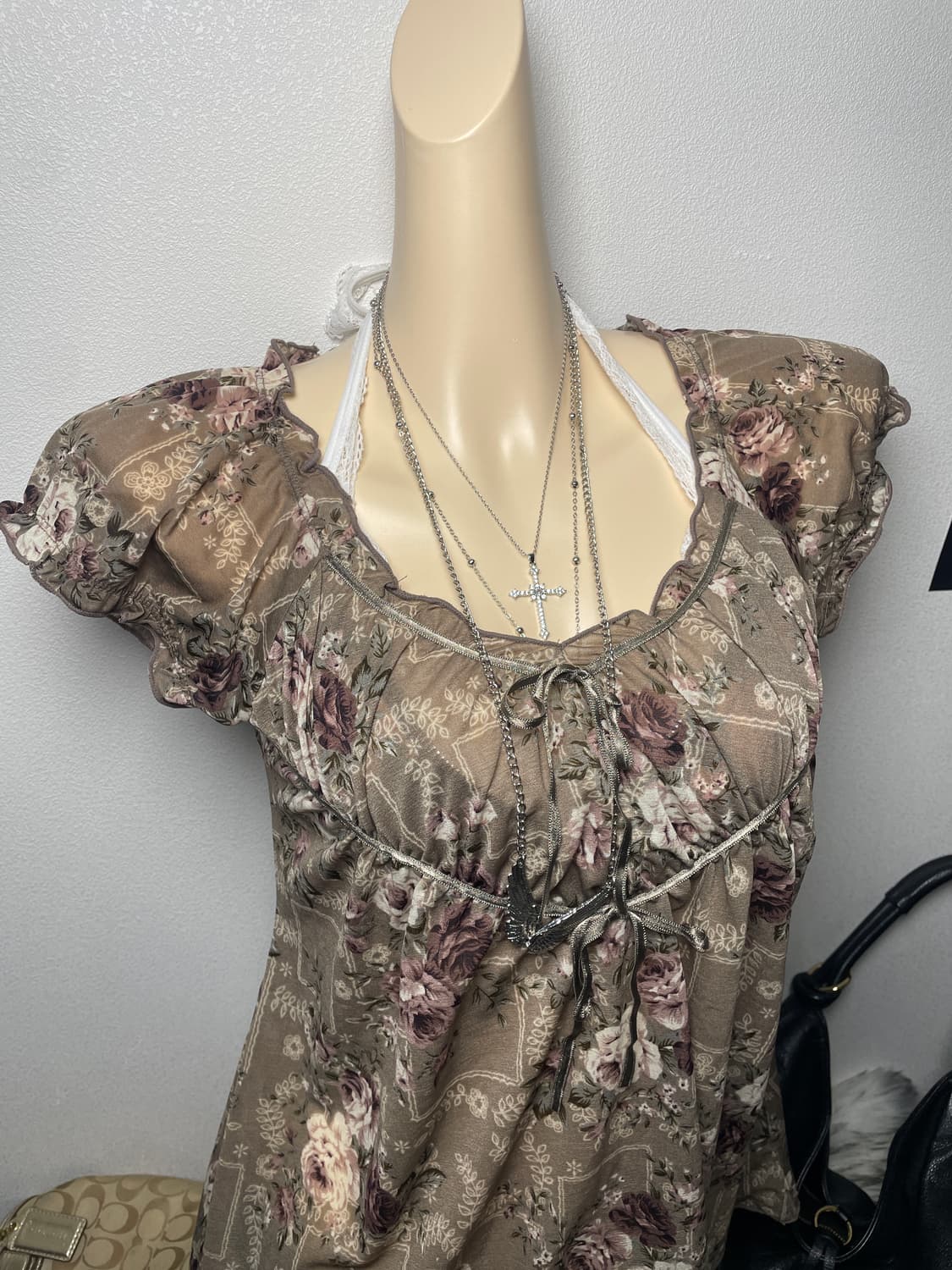 Brown Flower blouse 상품이미지3