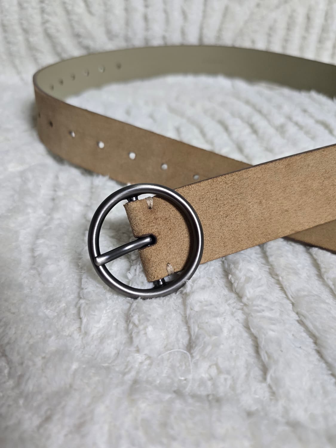 이탈리아 가죽 라운드 버클 스웨이드 벨트 상품이미지2