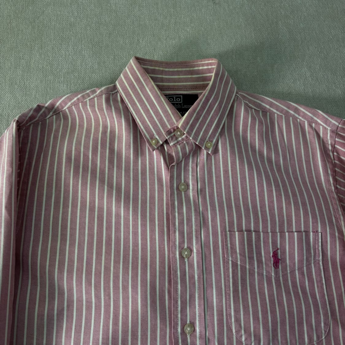 100 폴로랄프로렌 핑크 스트라이프 코튼 셔츠 상품이미지2