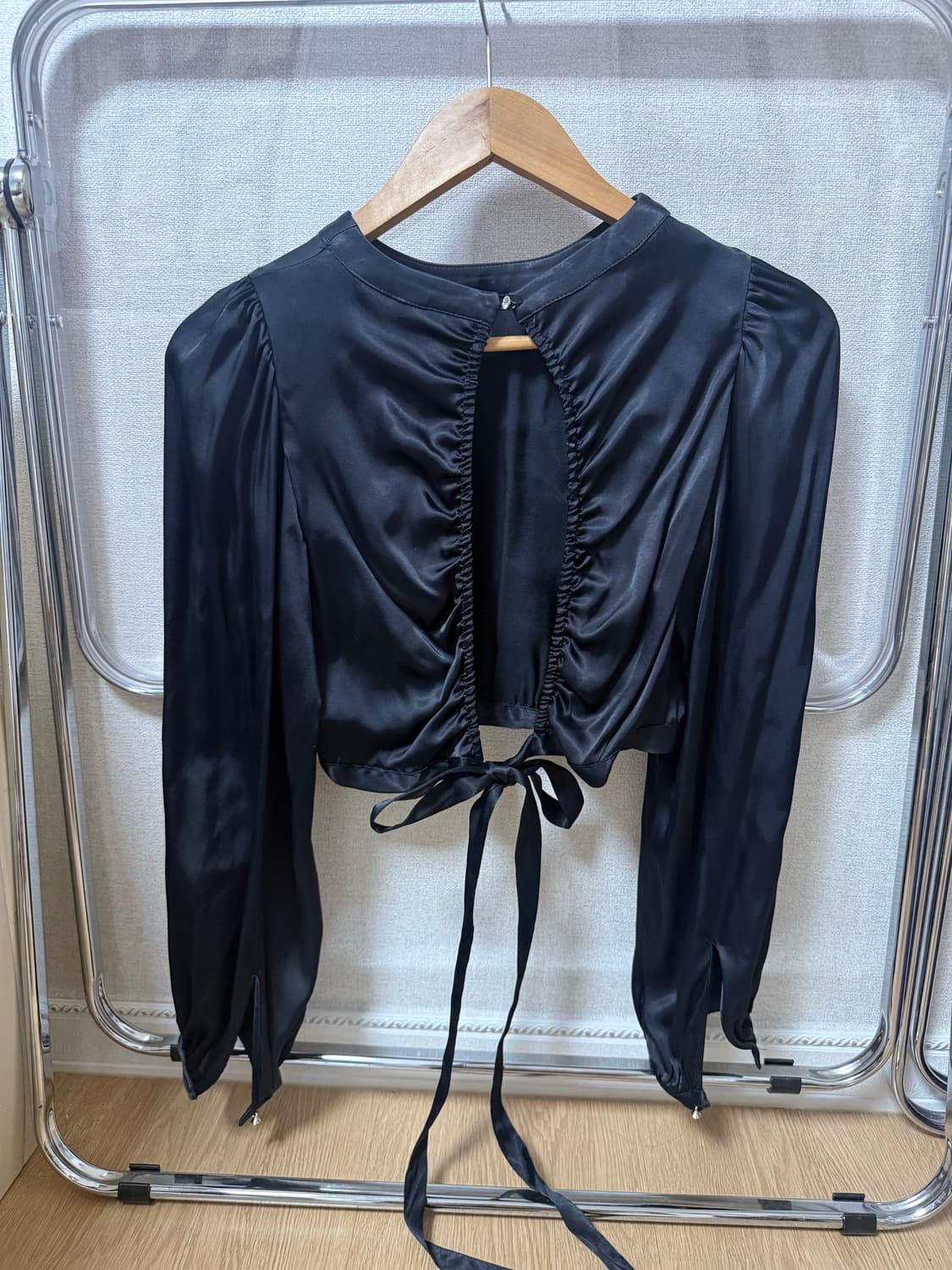 (반택포) 자라 블랙 새틴 블라우스 상품이미지3