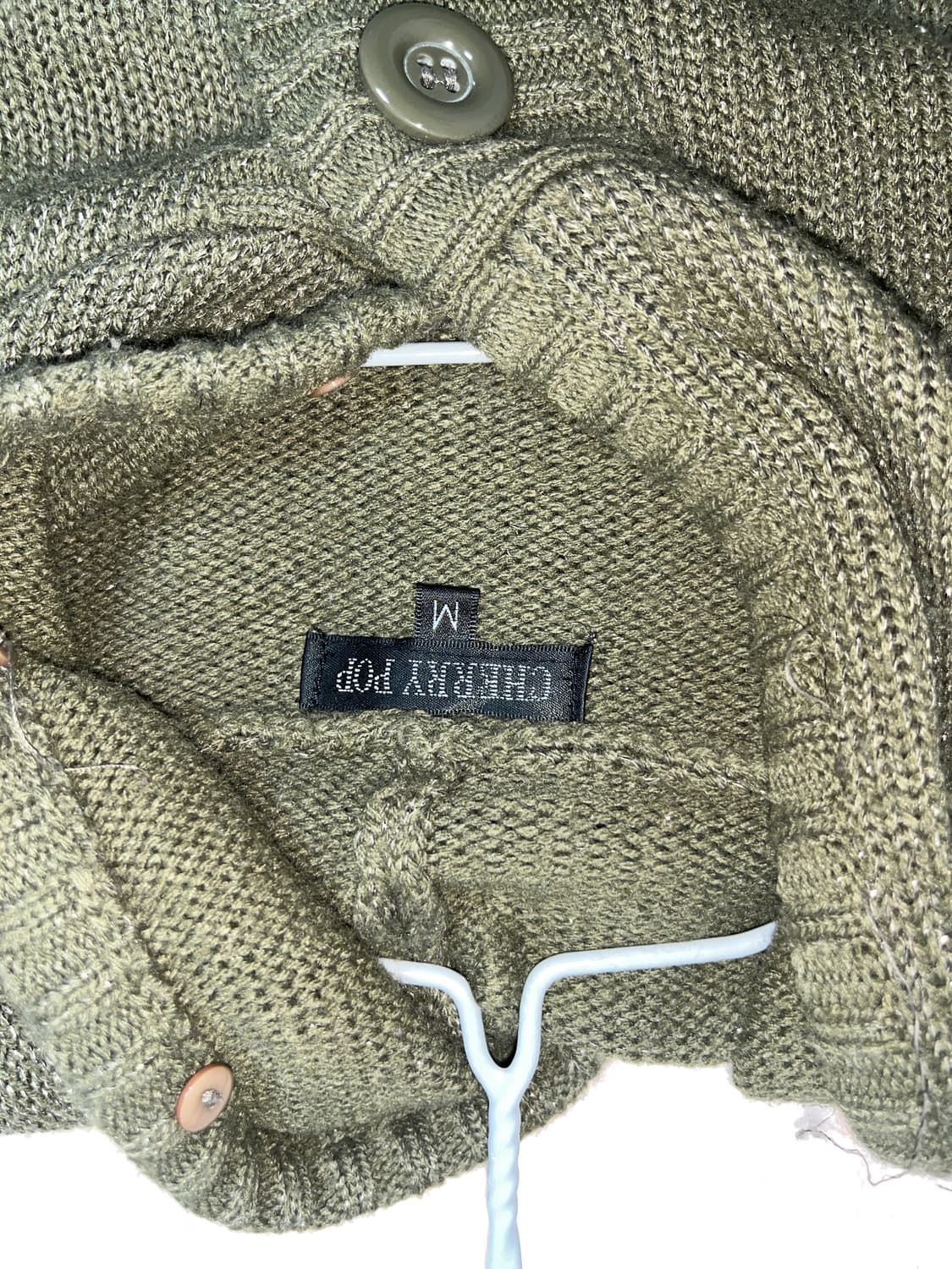 빈티지 카키 슬림 니트 후드집업 상품이미지3