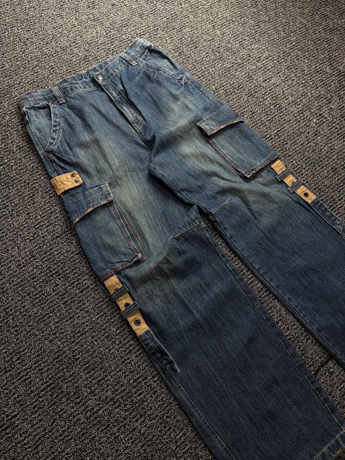 00s y2k 빈티지 퍼티그 카고 데님 팬츠 1477 상품이미지3