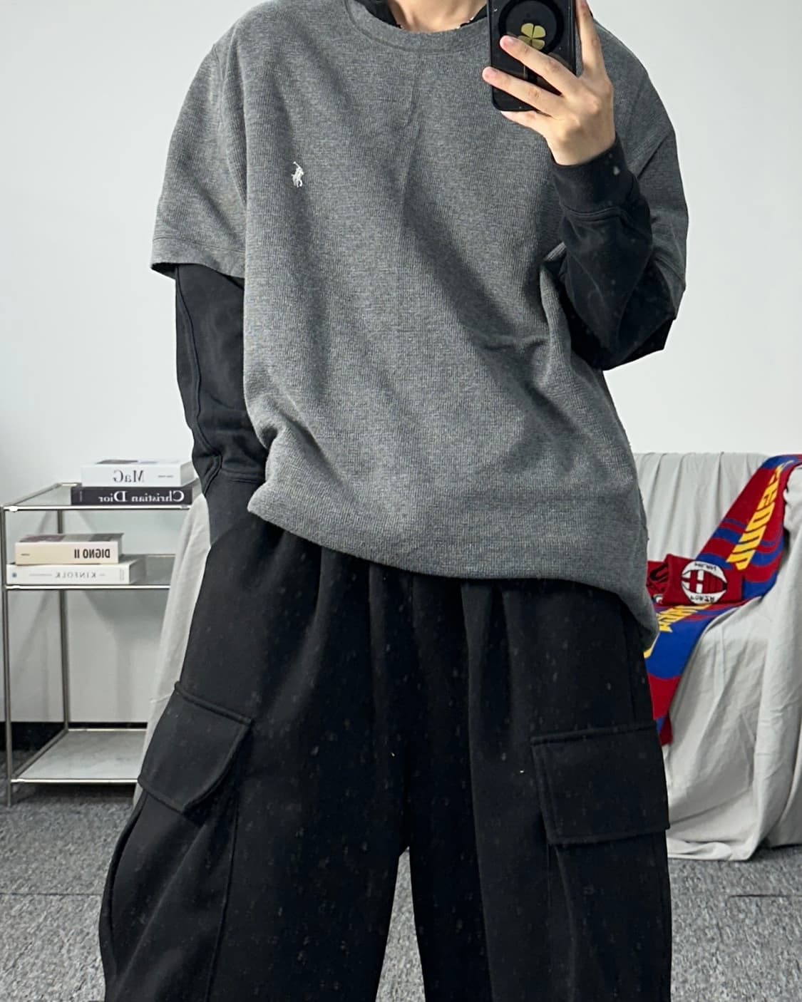 폴로 랄프로렌 그레이 와플 반팔티 XL 상품이미지3