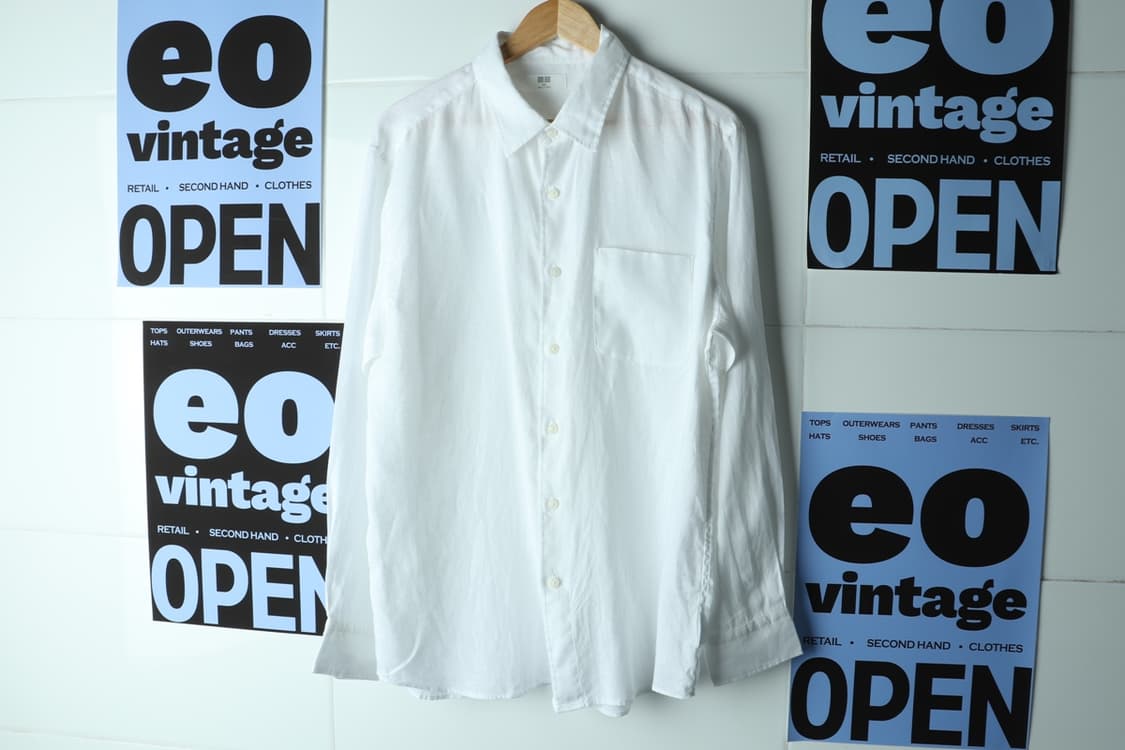 (2XL-3XL) 유니클로 셔츠 남방 화이트 린넨 마 무지-H32711 상품이미지2