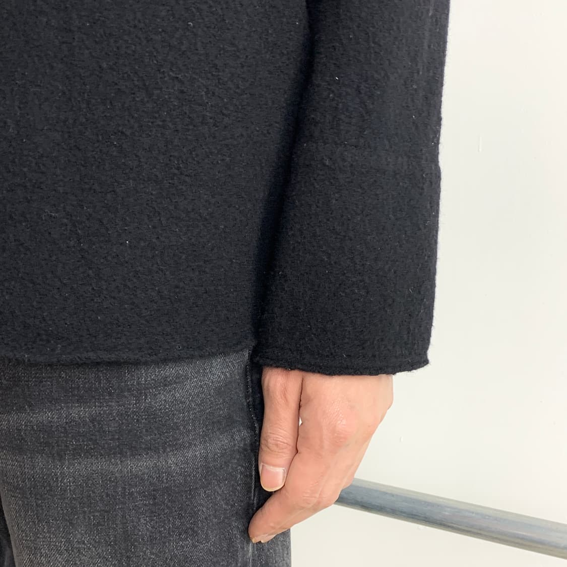 캐피탈 비대칭 버튼 울 후디 자켓 상품이미지4