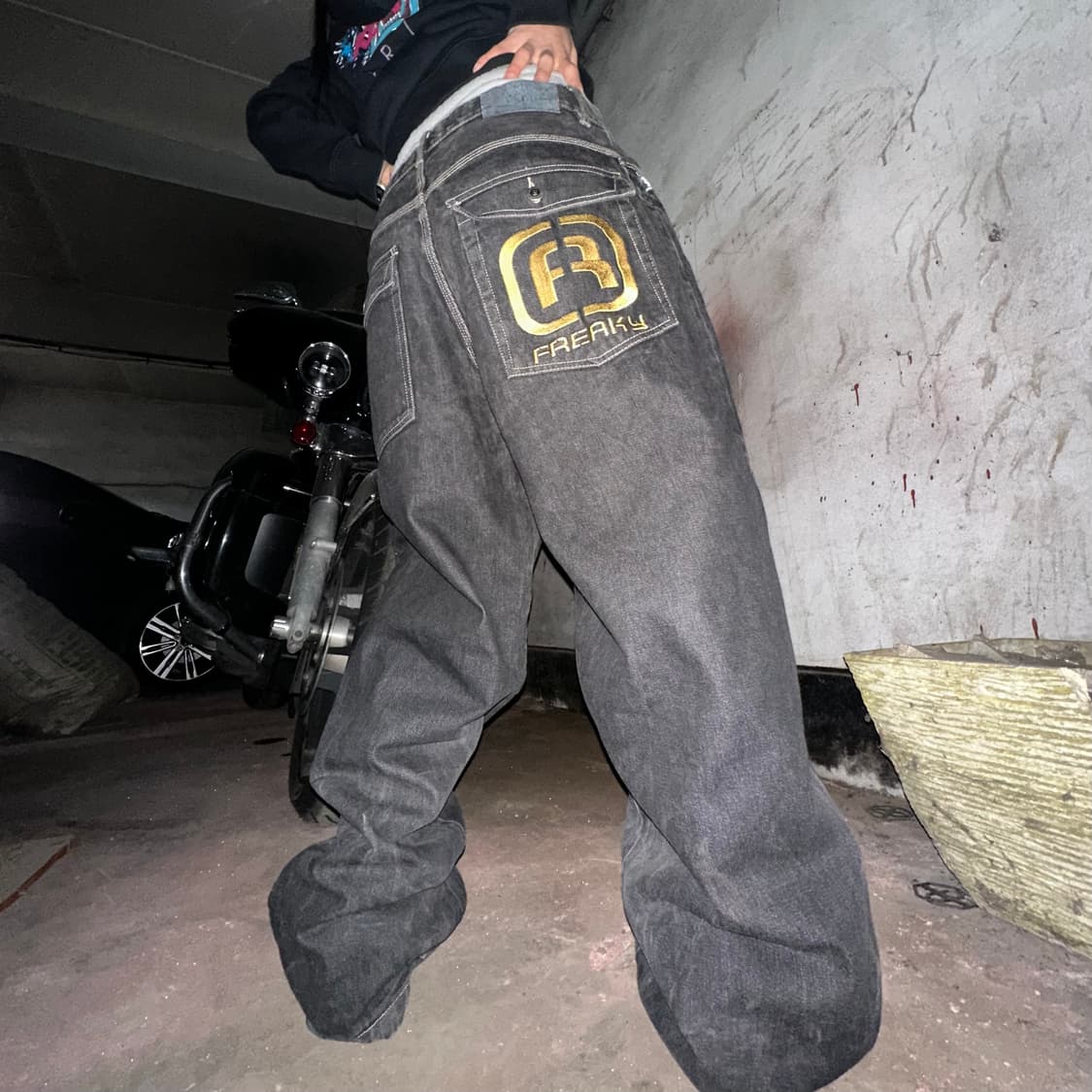 Freaky wide denim pants 상품이미지1