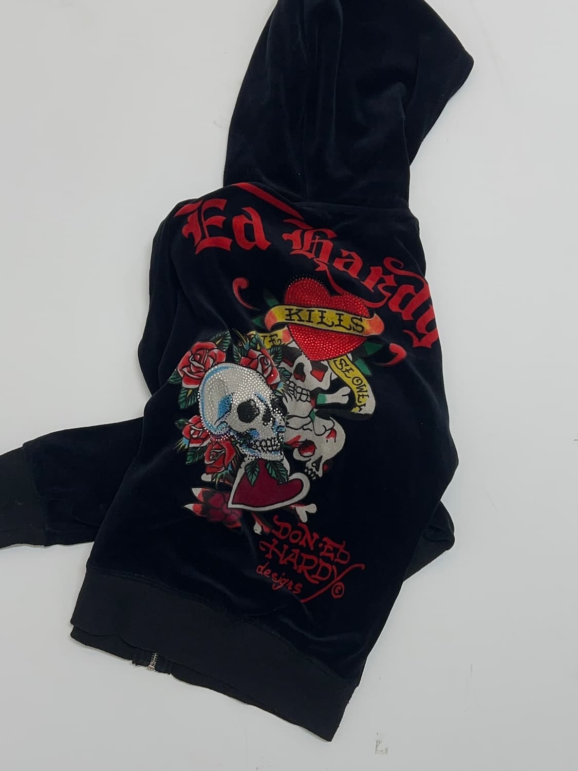 ED HARDY  Velvet Y2K Zip-Up Jacket 상품이미지3