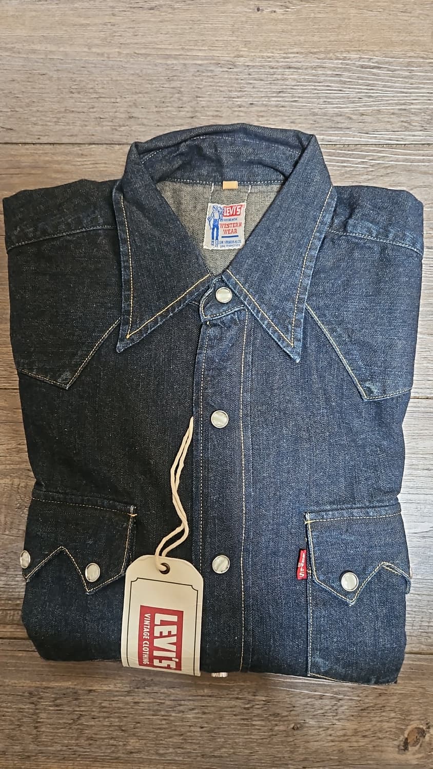 리바이스 LVC 1955 쏘우투스 데님 셔츠 러프 린스 S 상품이미지3