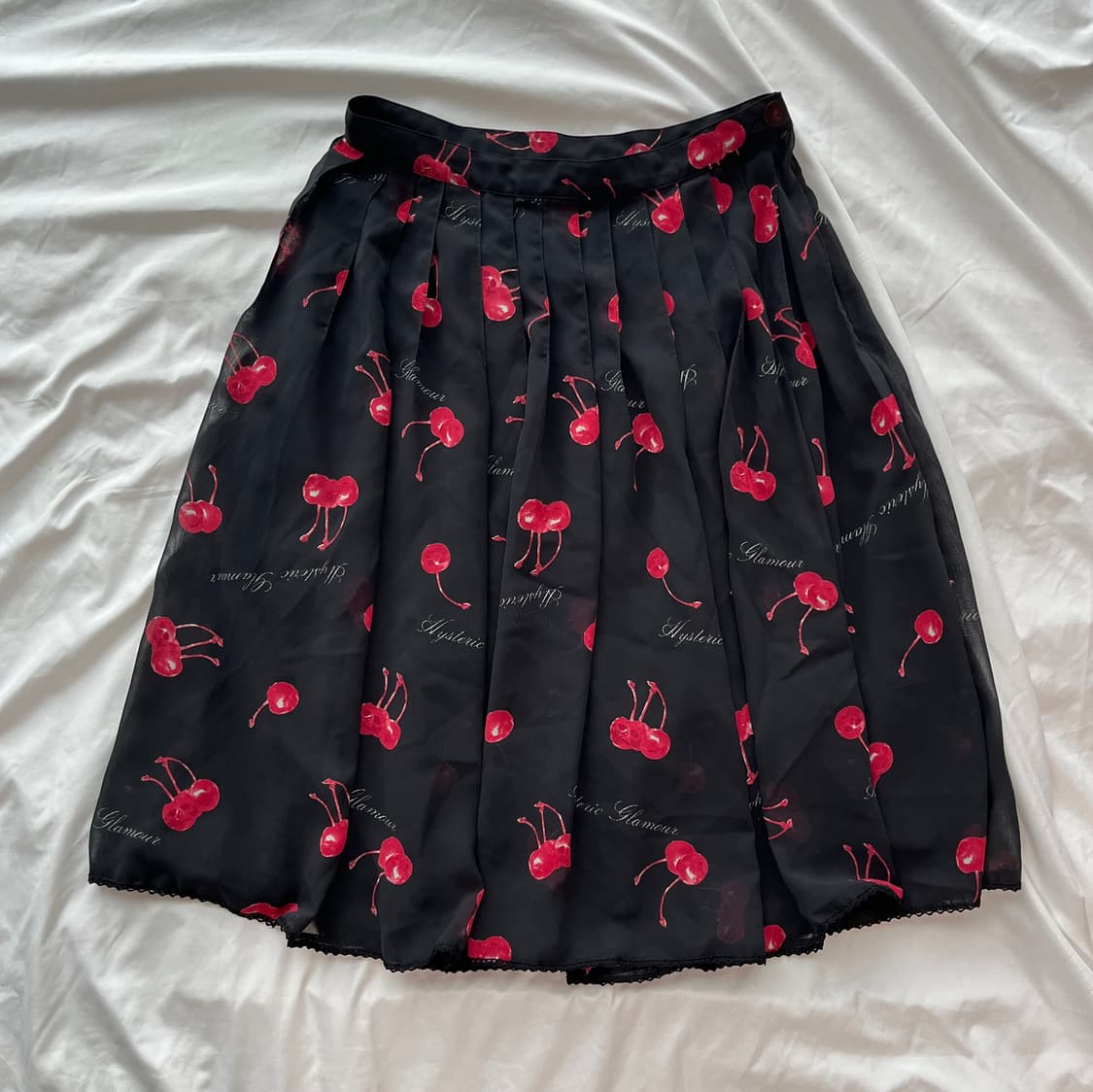 히스테릭 글래머 아카이브 해골 스컬 체리 레이스 플리츠 스커트 상품이미지1