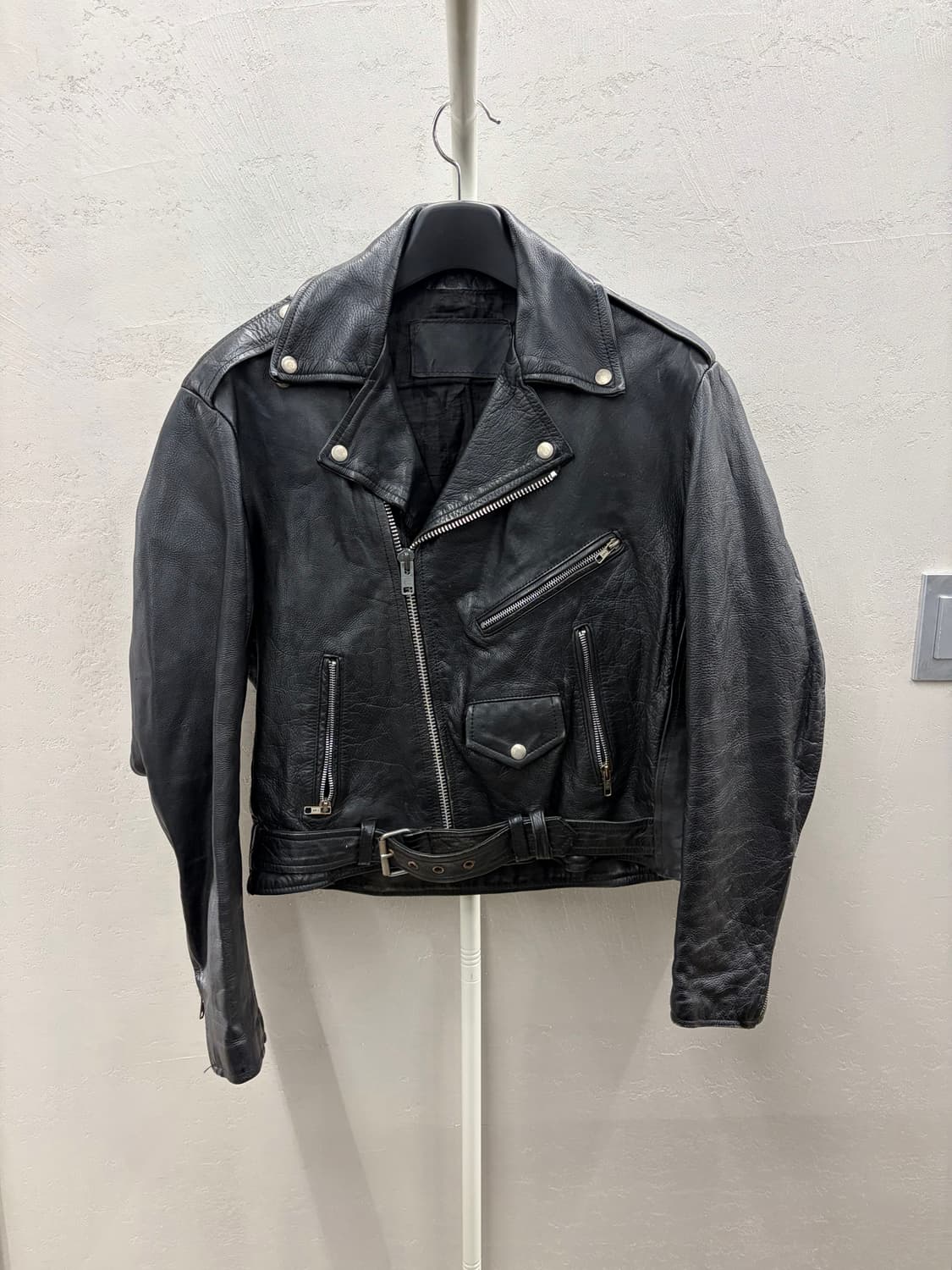 빈티지 블랙 레더 라이더 자켓 상품이미지2