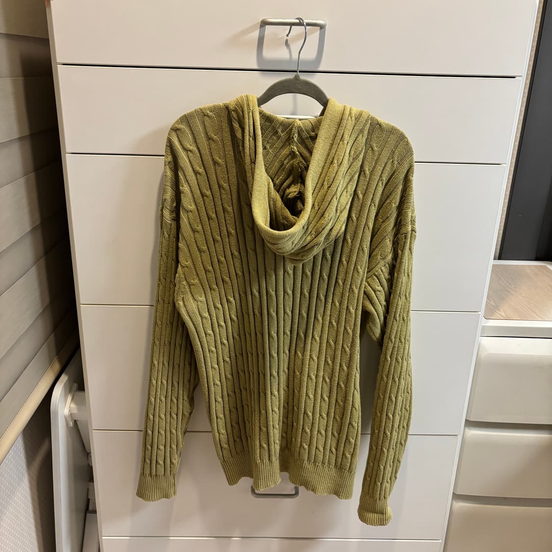 남녀공용 FORT POINT 올리브그린 꽈배기 니트 후드 집업 상품이미지6