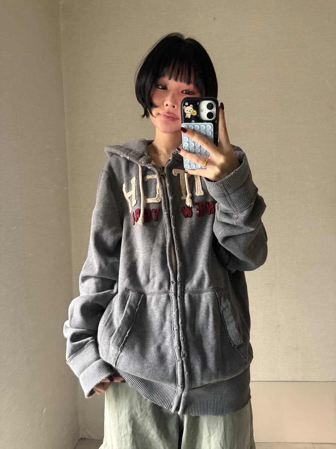 아베크롬비 그레이 오버핏 후드집업 상품이미지5