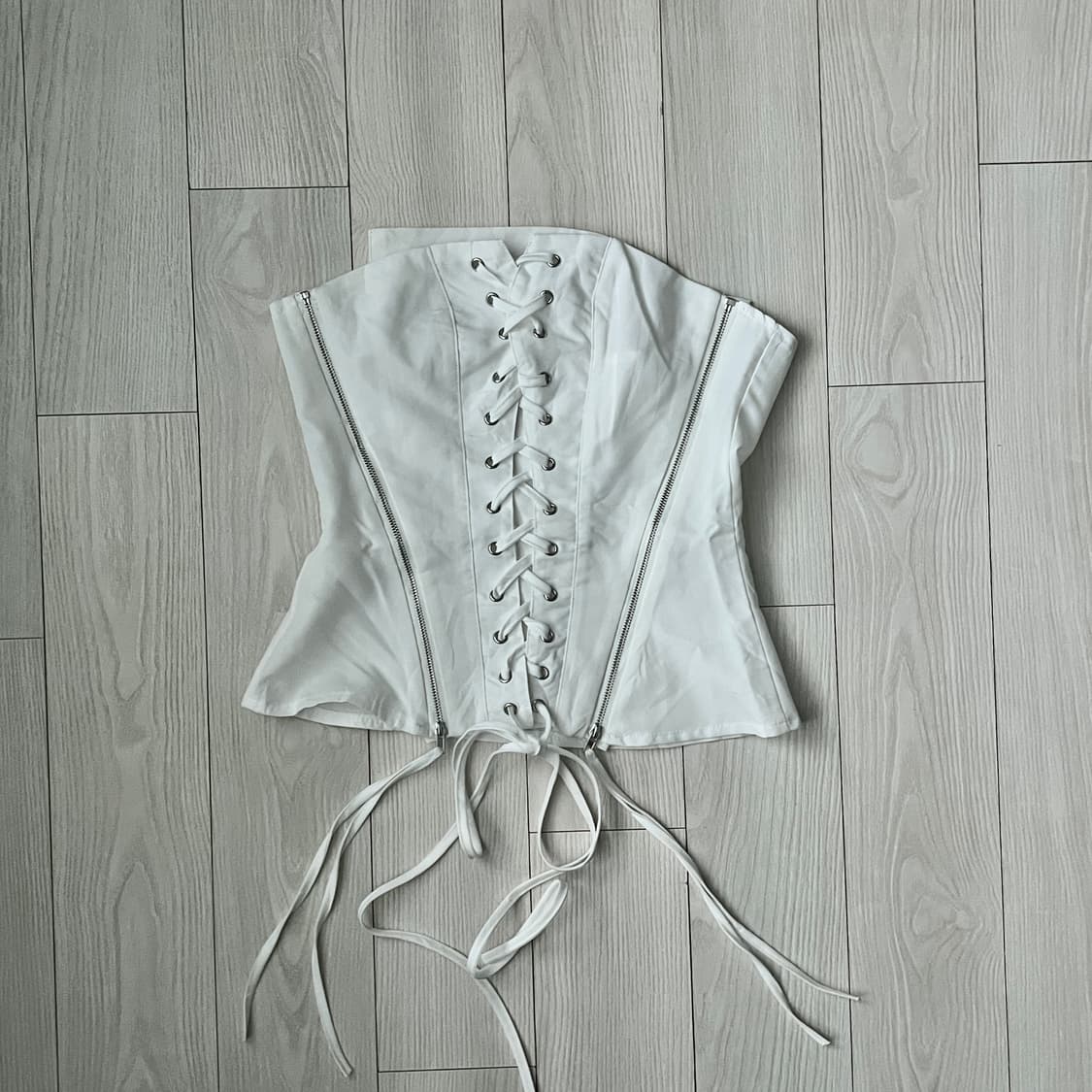 white zip-up corset 상품이미지2