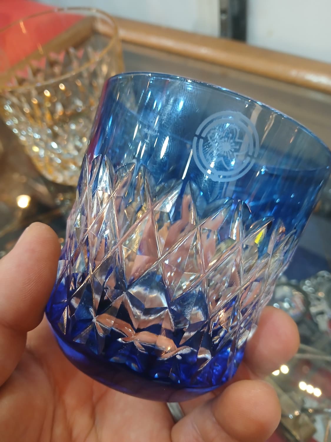 빈티지 일본 카가미 크리스탈 에도 키리코 위스키잔 상품이미지2