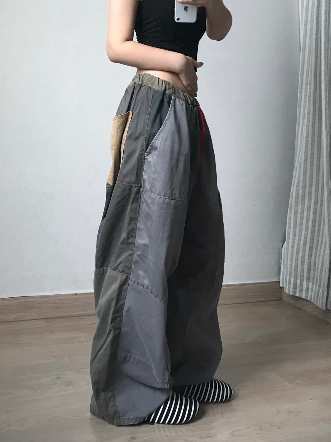 Patchwork khaki made balloon pt 상품이미지3