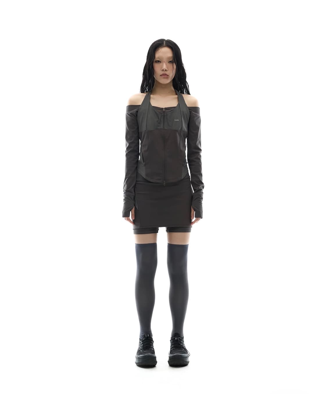 오호스 레이어드 배색 패널의 스커트 쇼츠 & 탈부착 워머 셋업 상품이미지1