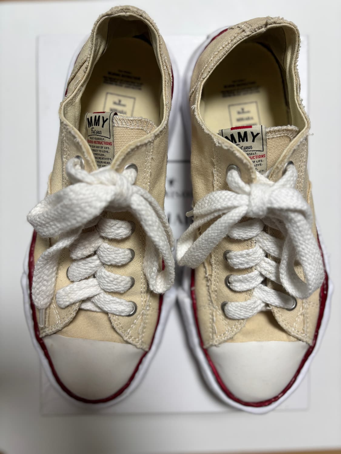 *[EU 45] 미하라 야스히로 피터슨 솔 캔버스 로우탑 스니커즈 내츄럴 상품이미지1