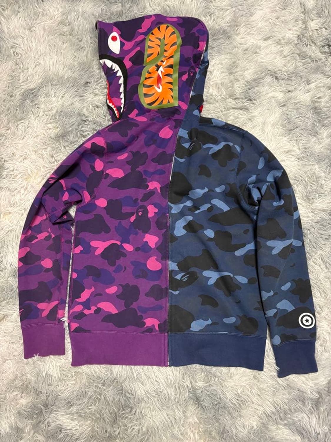 베이프 세퍼레이트 카모 샤크 후드집업 블루 퍼플 상품이미지2