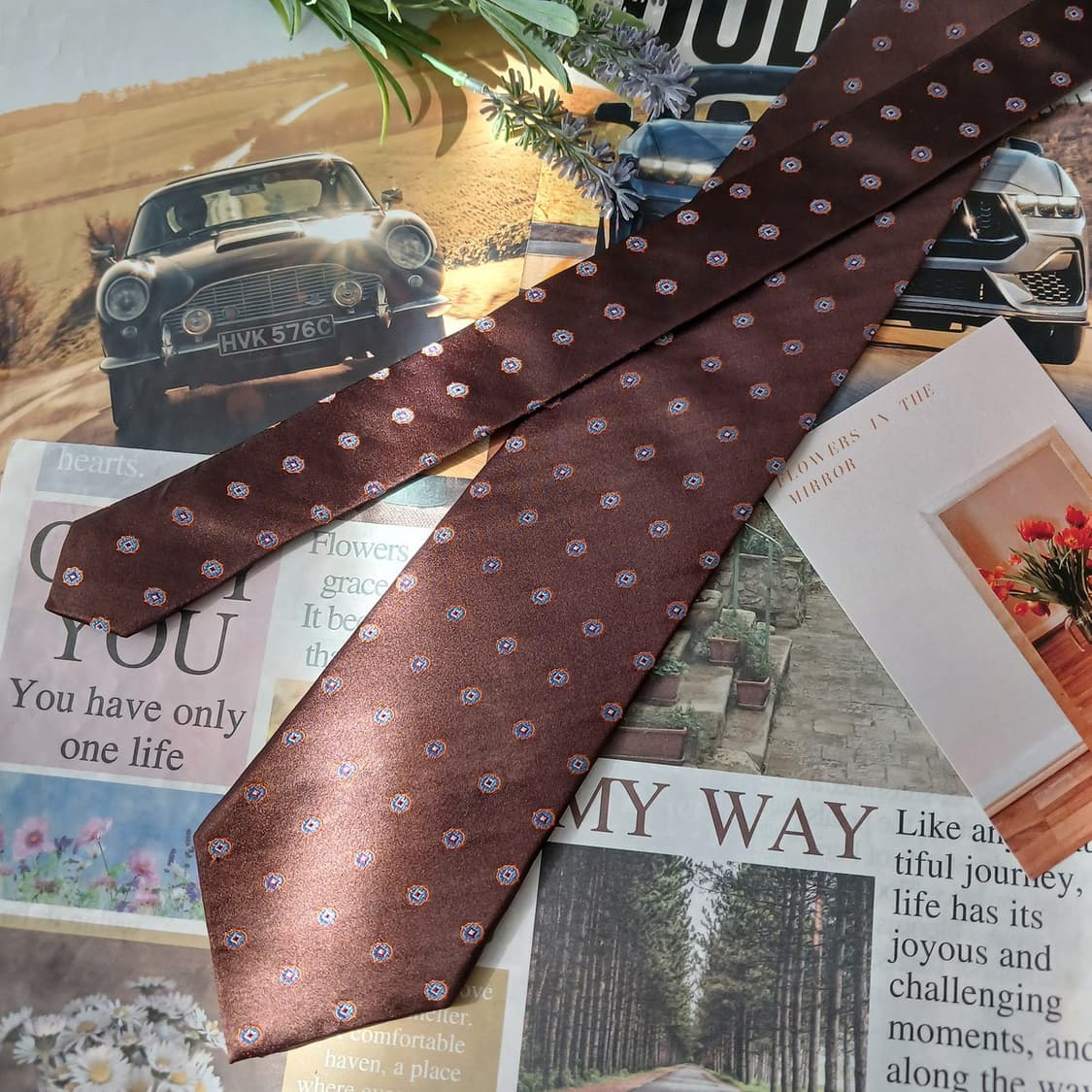 폴스튜어트 실크 브라운 미세 패턴 넥타이 8.8cm A+등급 A18950 상품이미지3