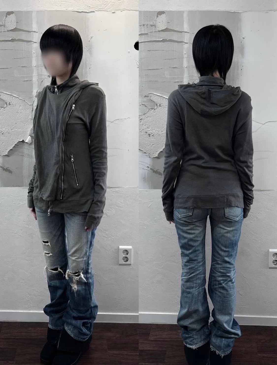 semantic design Khaki Hood Zip-Up 상품이미지3