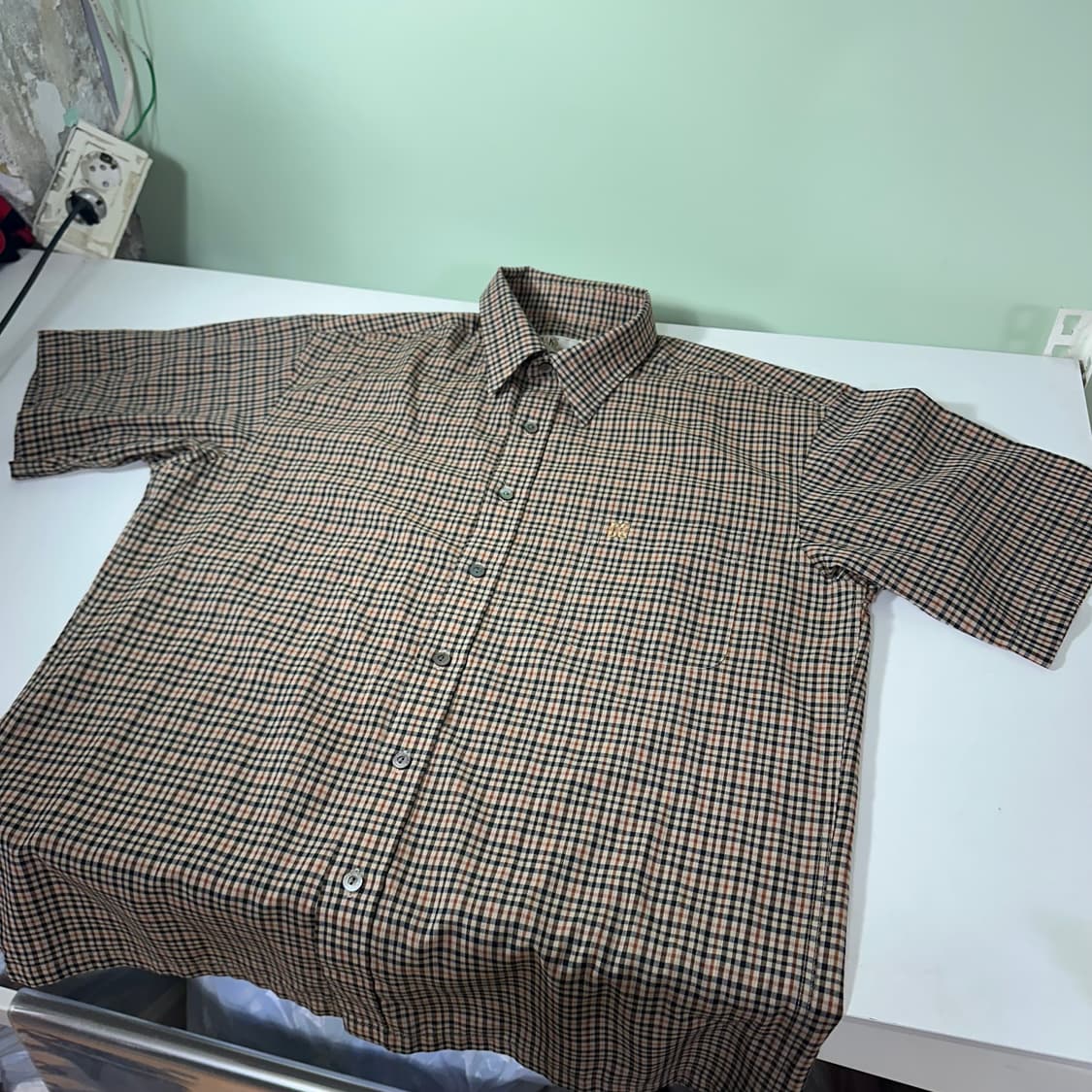 100 L 닥스 시그니처체크 린넨혼방 반팔셔츠 상품이미지4
