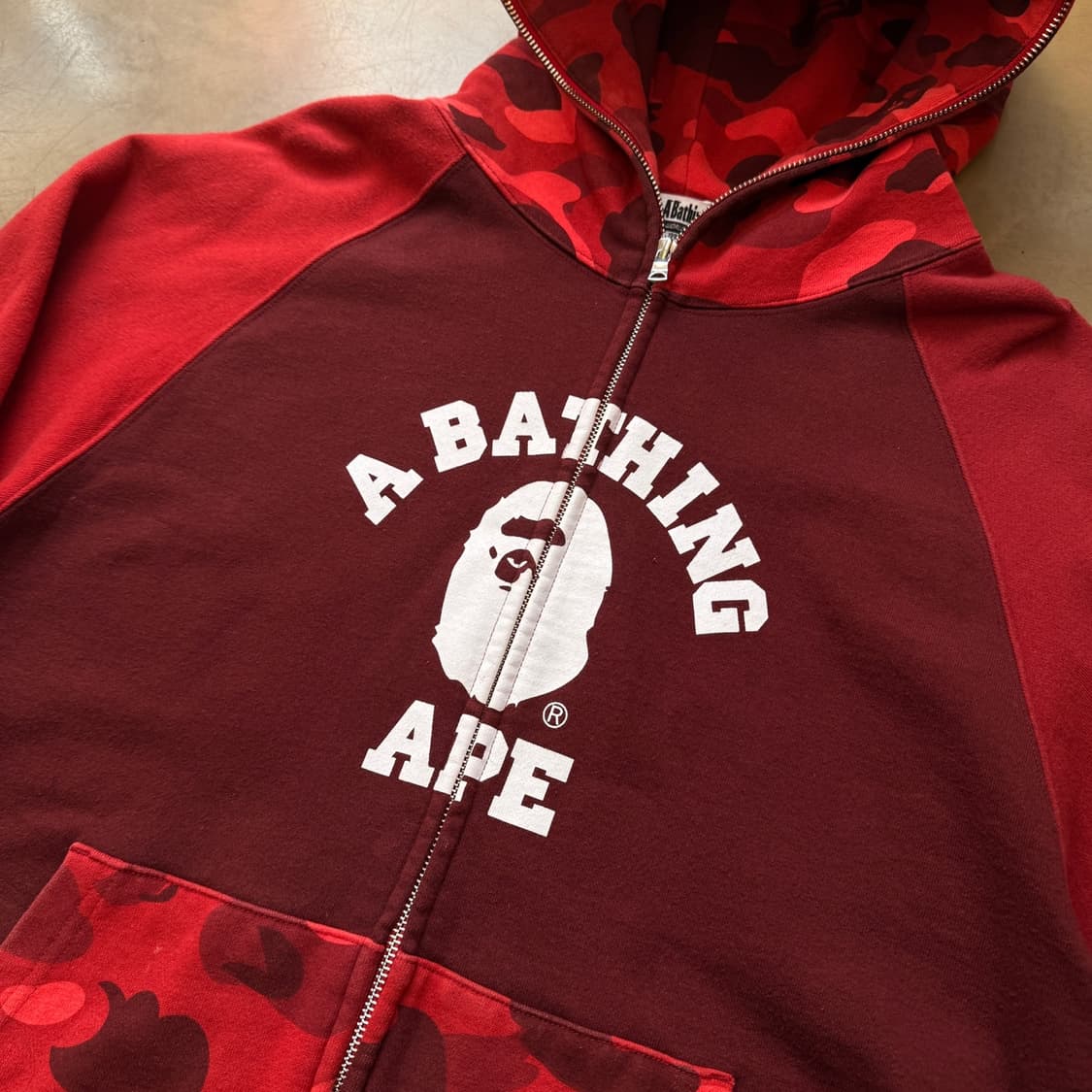 베이프 크레이지 카모 적계 릴렉스핏 후드집업  상품이미지2