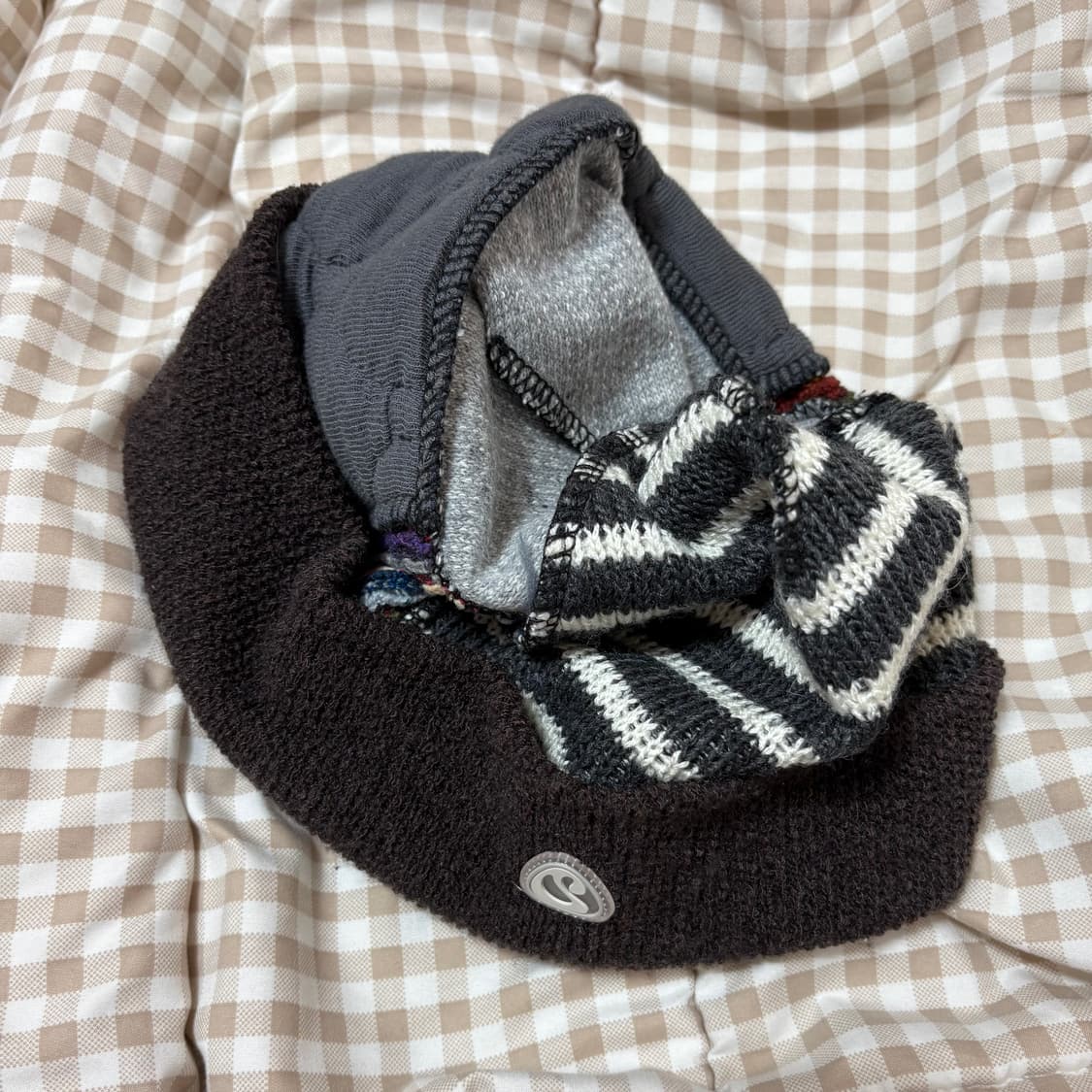 코이세이오 패치워크 비니 브라운 상품이미지4