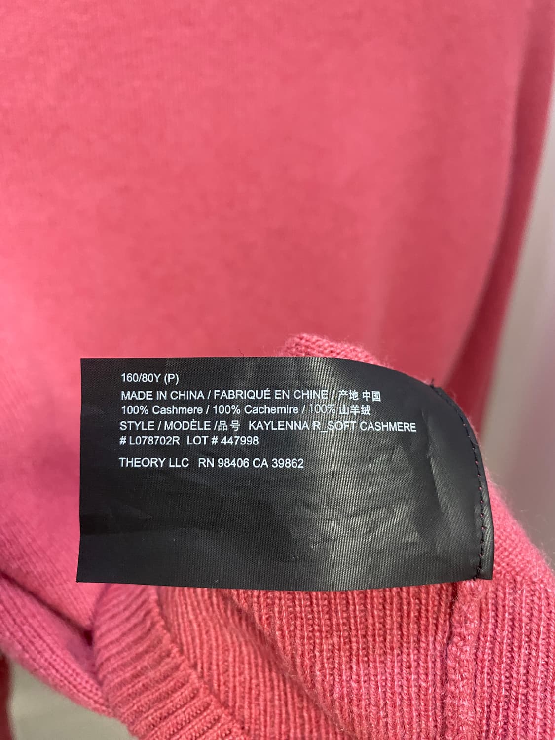 Theory 띠어리 캐시미어 100 핑크 P 사이즈  상품이미지4