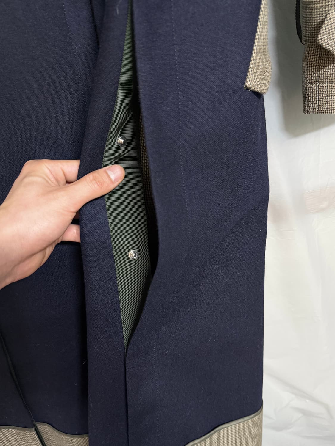 22AW 사카이 체크 본딩 울 롱 코트 상품이미지8