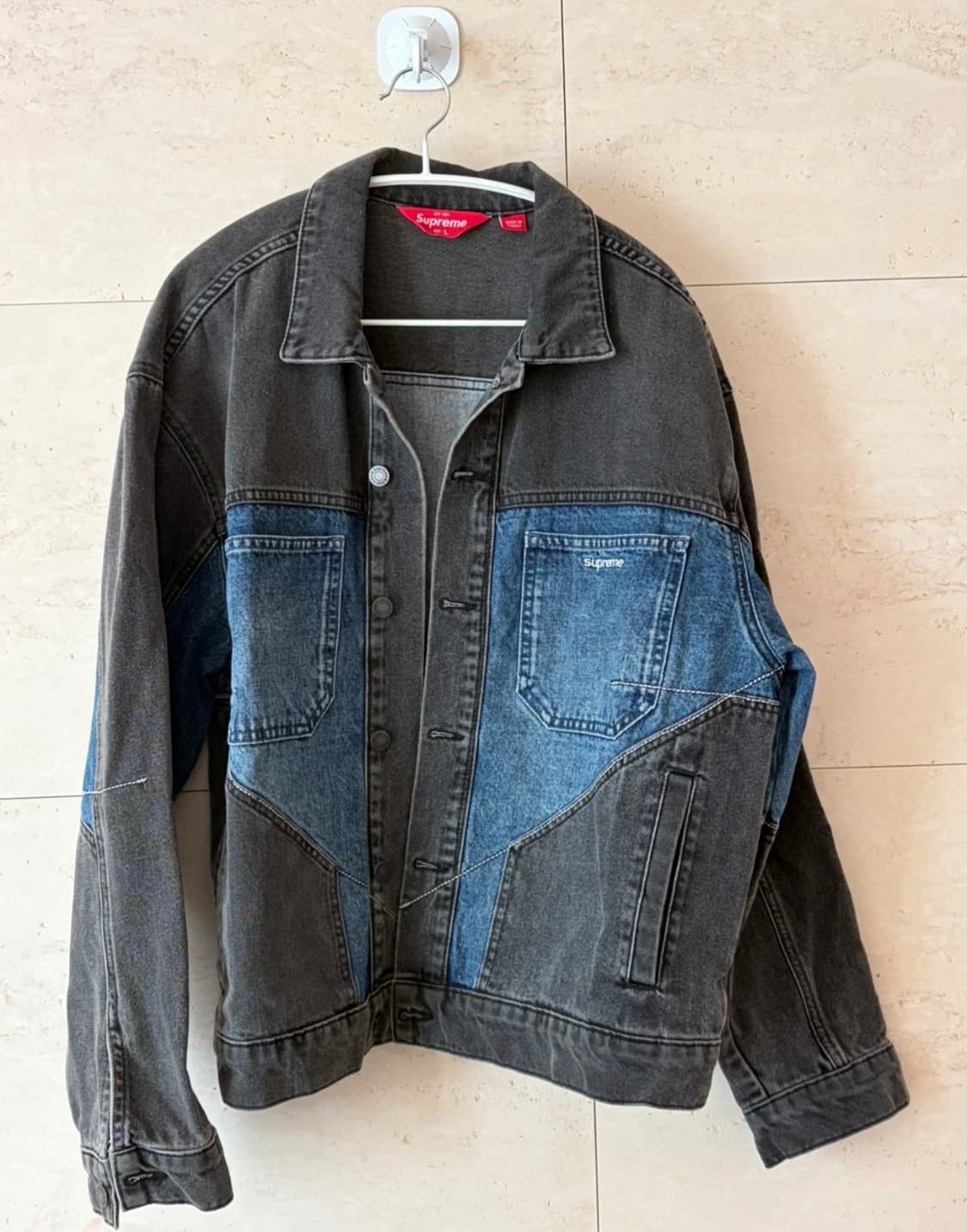 슈프림 투톤 패널 데님 자켓 블랙 L 상품이미지6