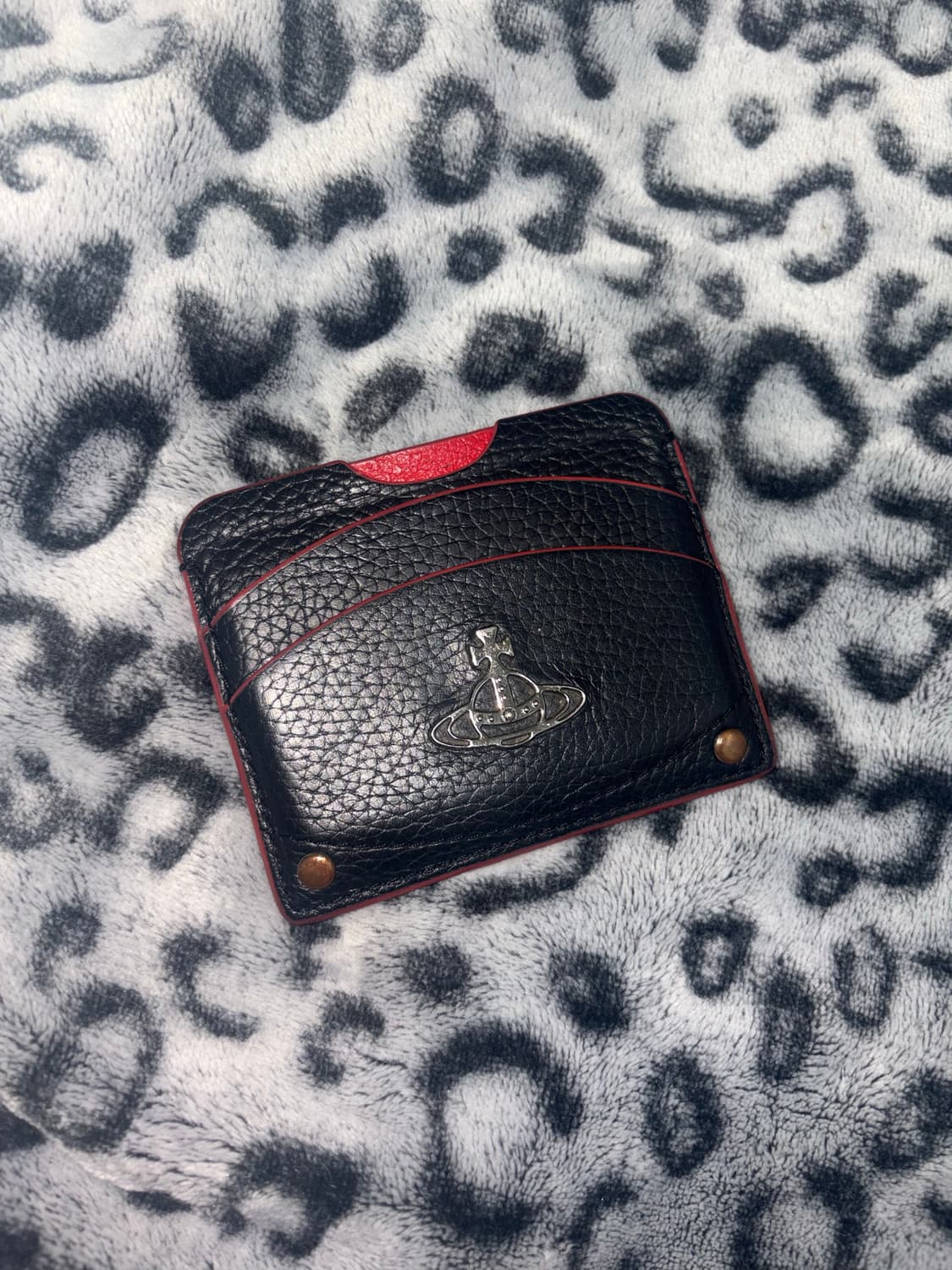 비비안웨스트우드 하프문 카드홀더 레드블랙 상품이미지2