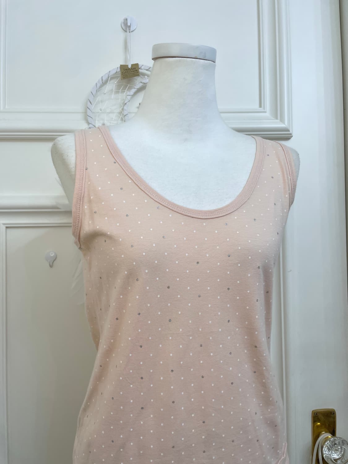 coral dot sleeveless cotton top&coral bo 상품이미지10