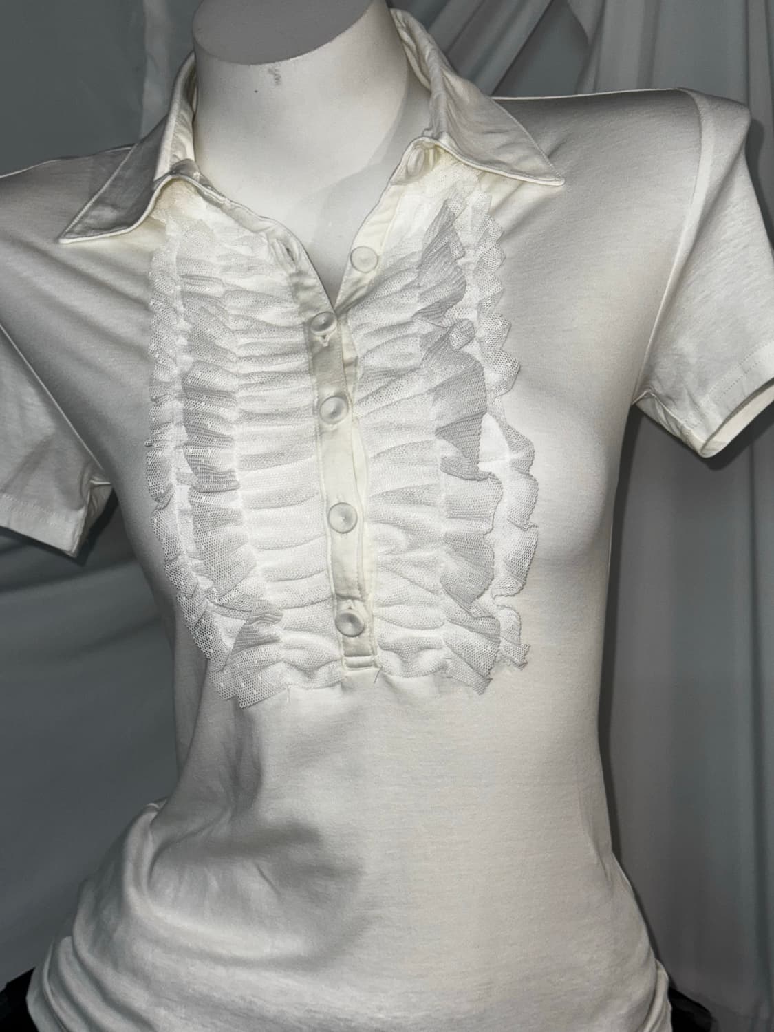 무채색 세라깔 코르셋 화이트 프릴 시스루 코디세트  상품이미지4