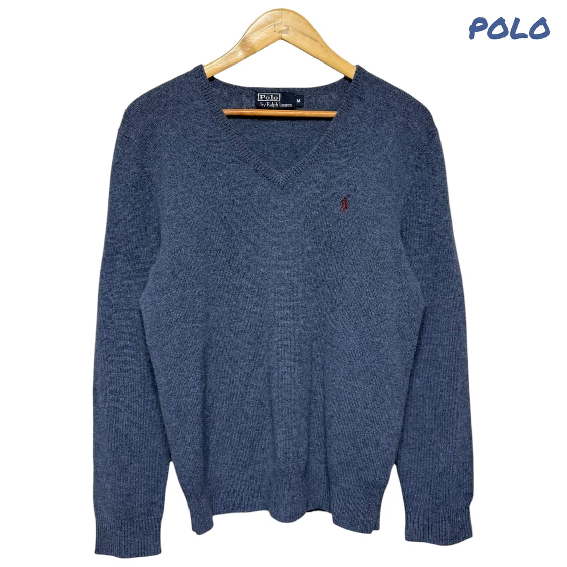 3770 폴로 랄프로렌 블루 v넥 니트 상품이미지1