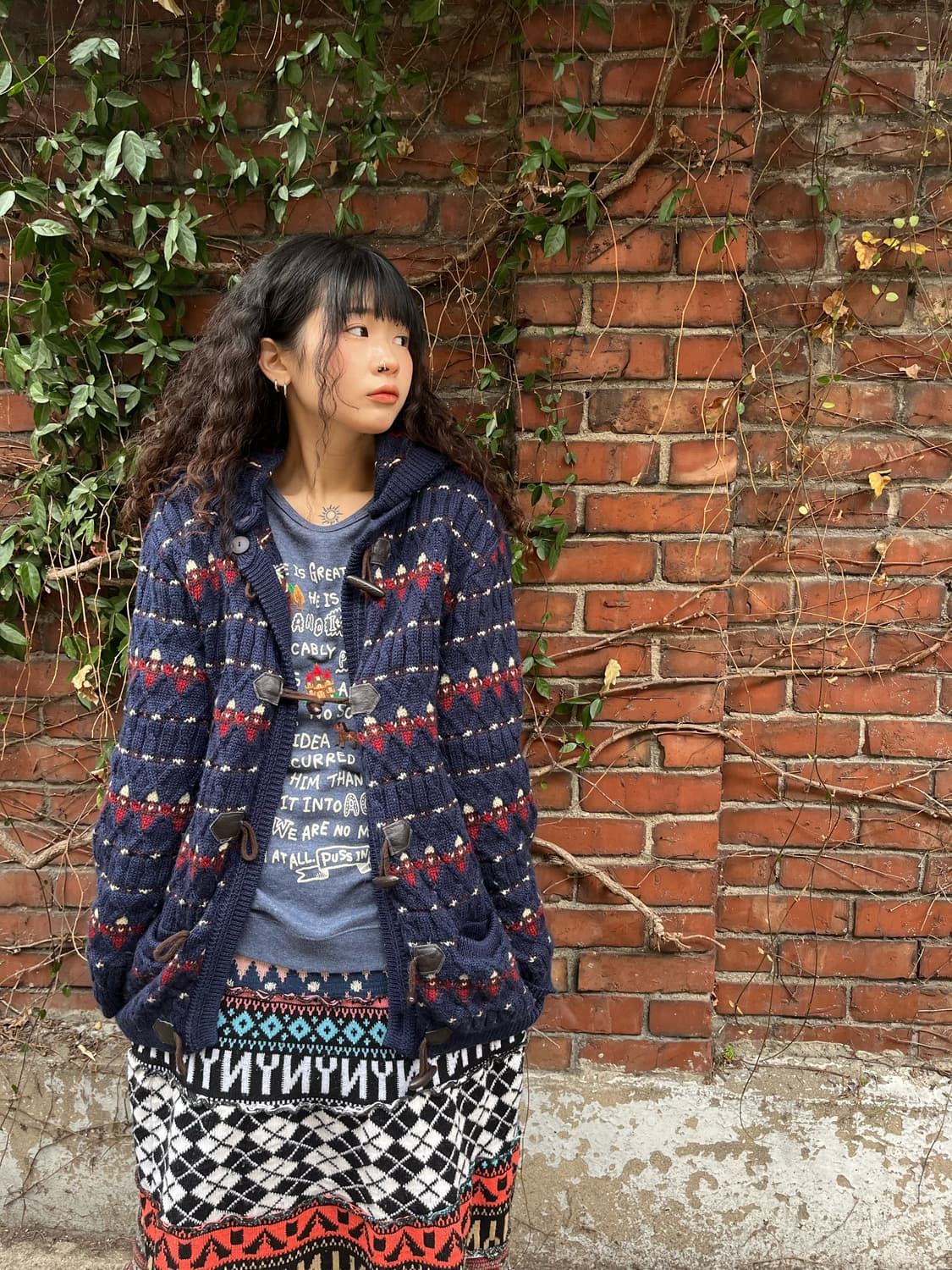 울 니트 후드 더플 가디건 상품이미지2