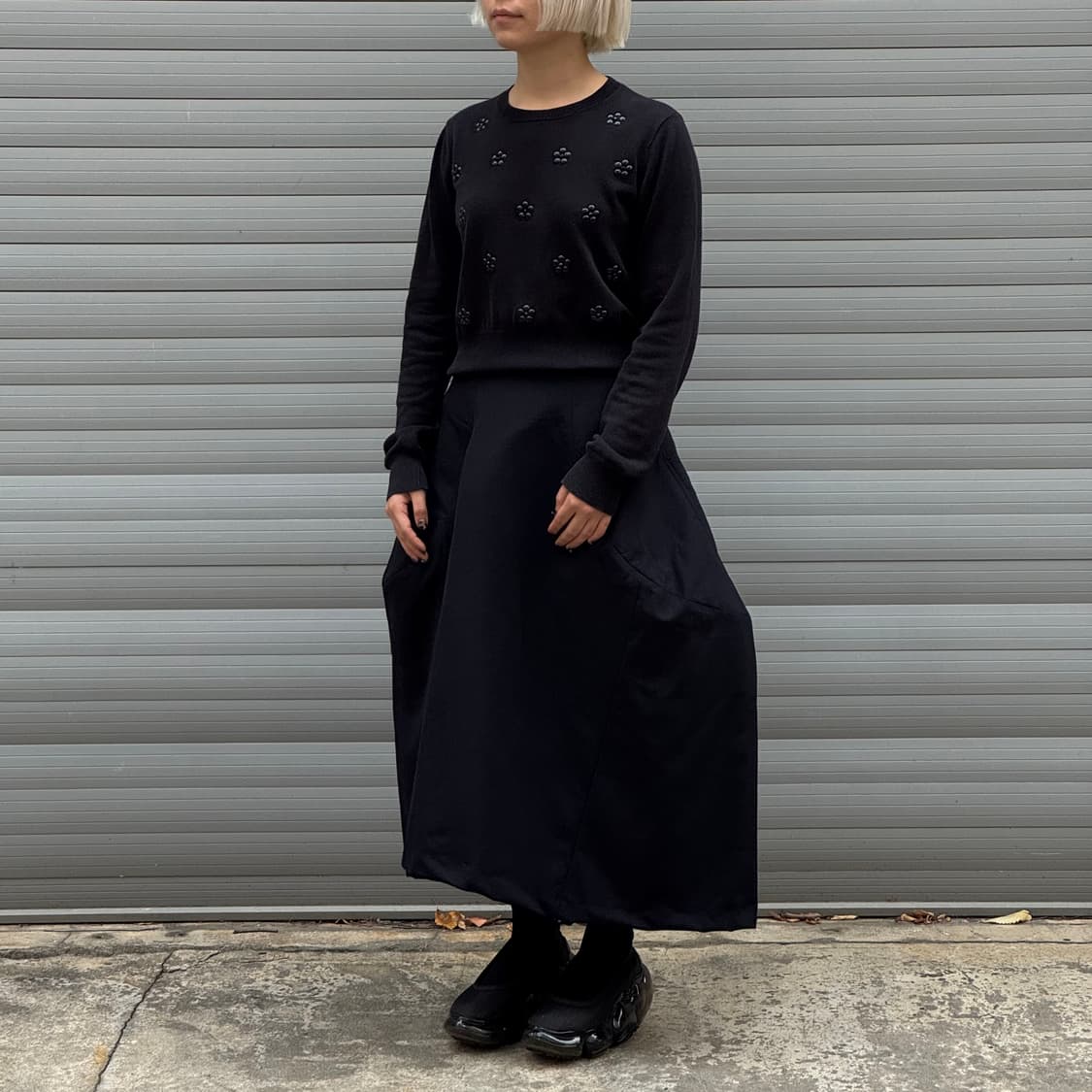 3D Panel Wool Midi Navy Skirt 상품이미지10