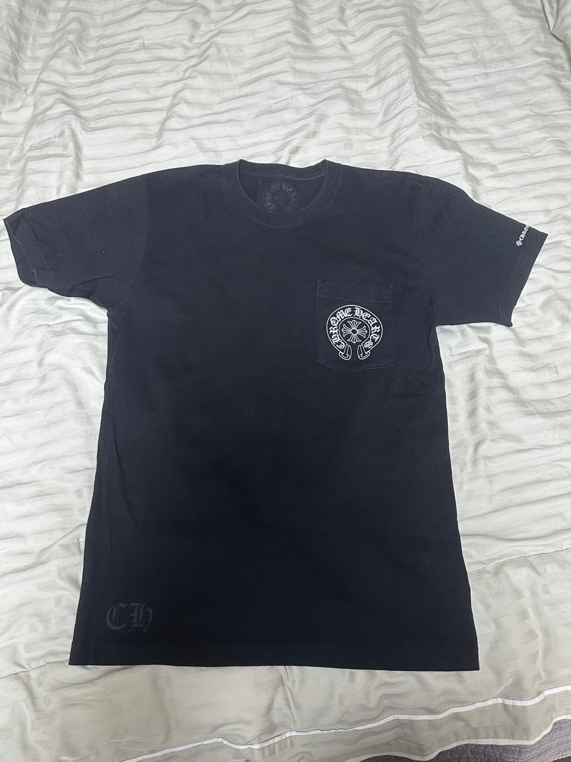 크롬하츠 블랙 반팔 티셔츠 백로고 상품이미지1