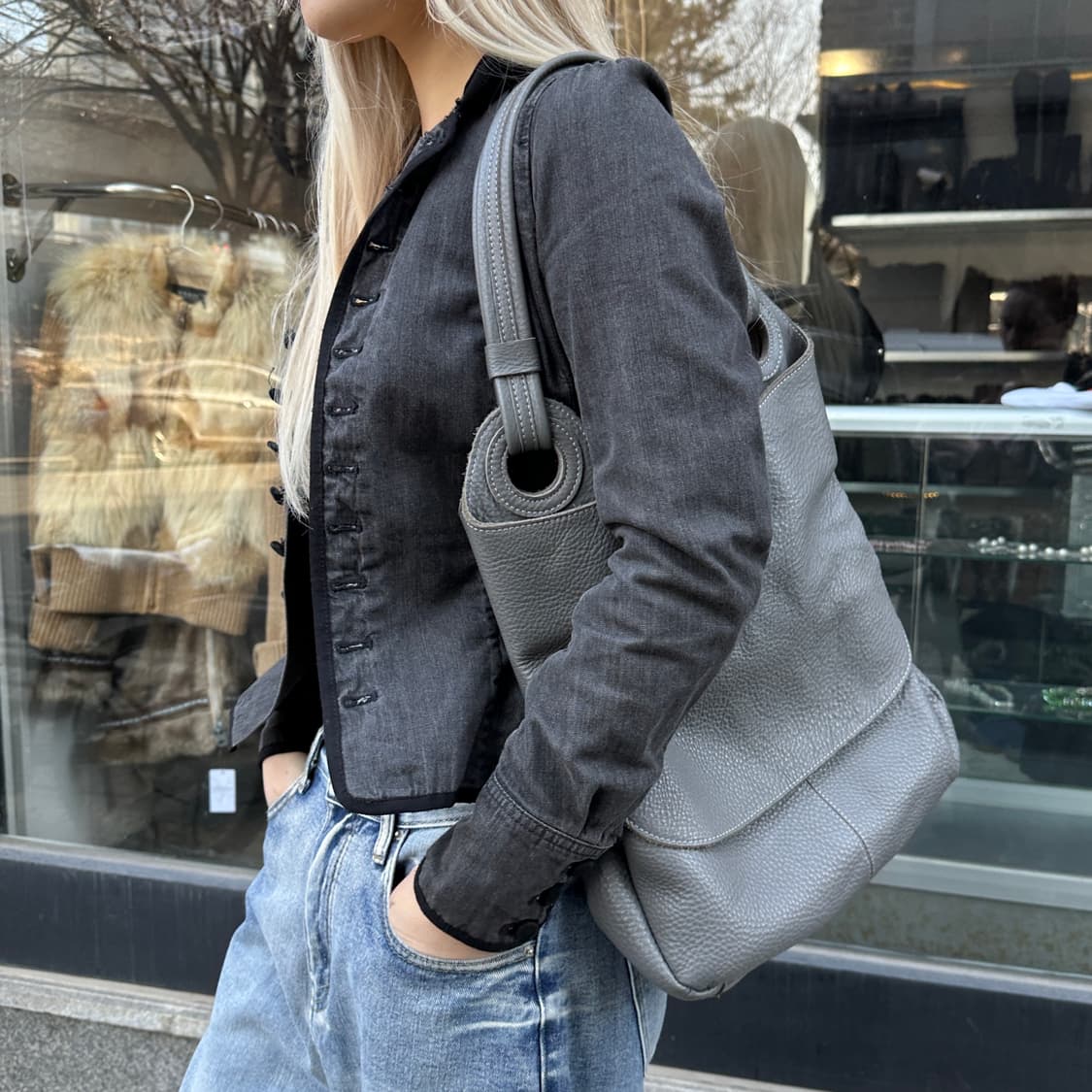 빈티지 라운드 가죽 가방 상품이미지8