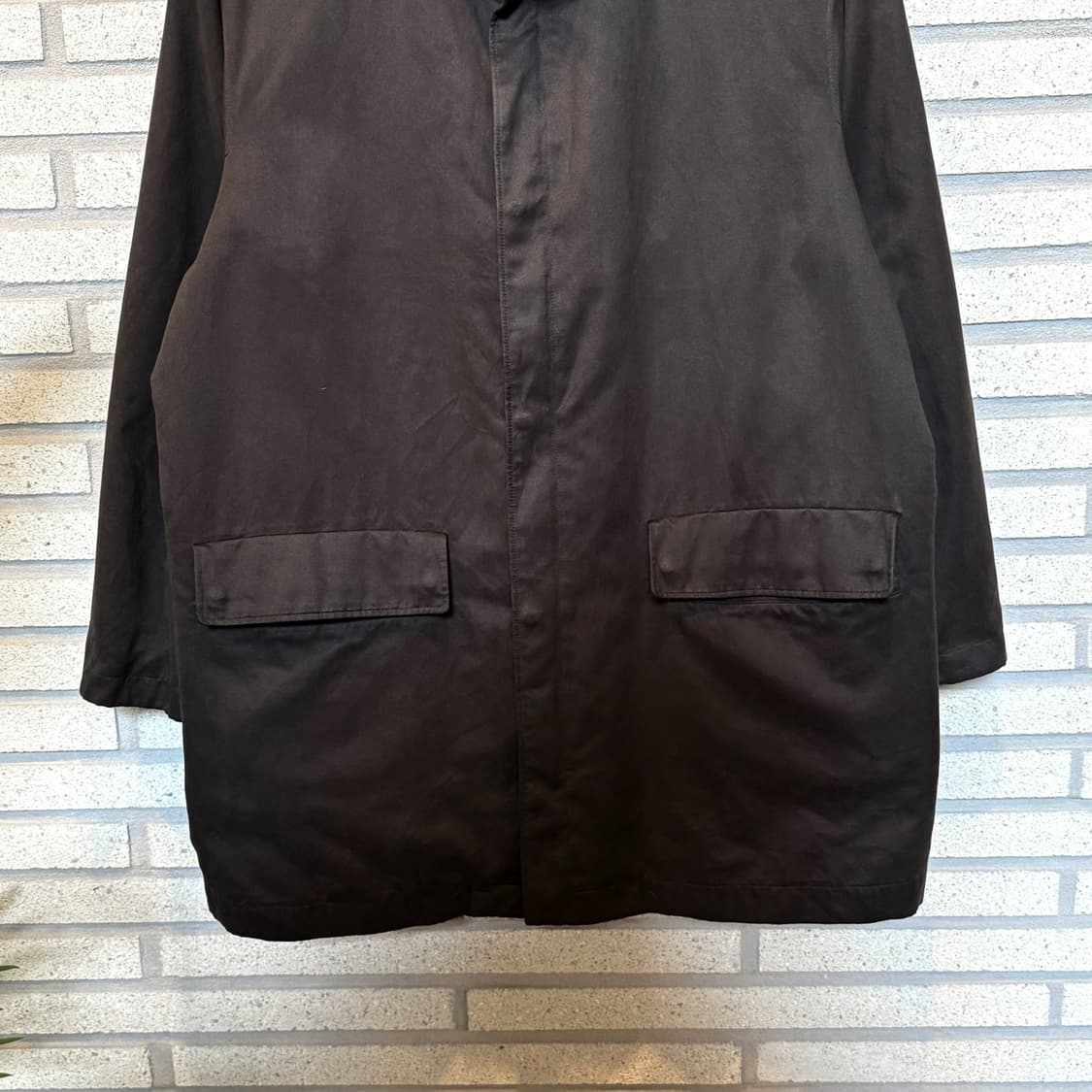 JPN VINTAGE 미니멀 풀집업 레인코트 파카 몰스킨 디테일 블랙 상품이미지4