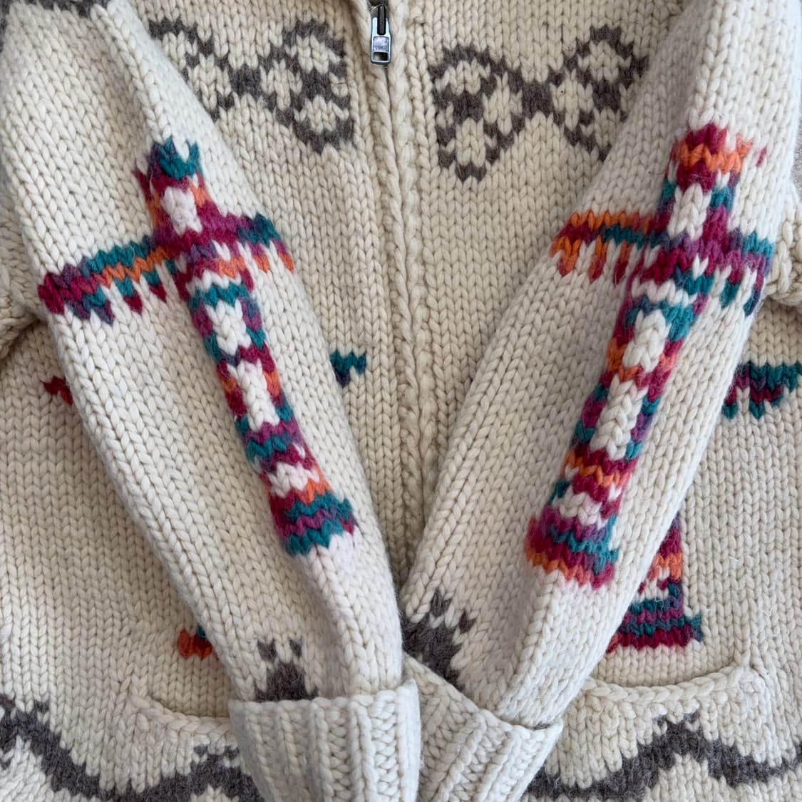 캐나다 핸드니트 버진울 코위찬 집업 가디건 상품이미지3