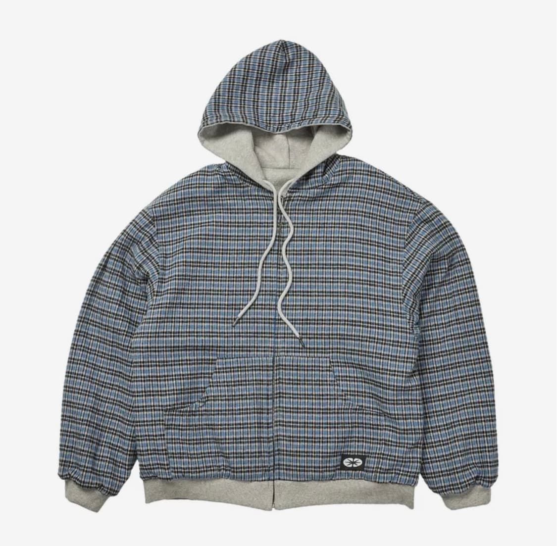 이알티알 리버시블 후드집업 체크 블루 상품이미지1