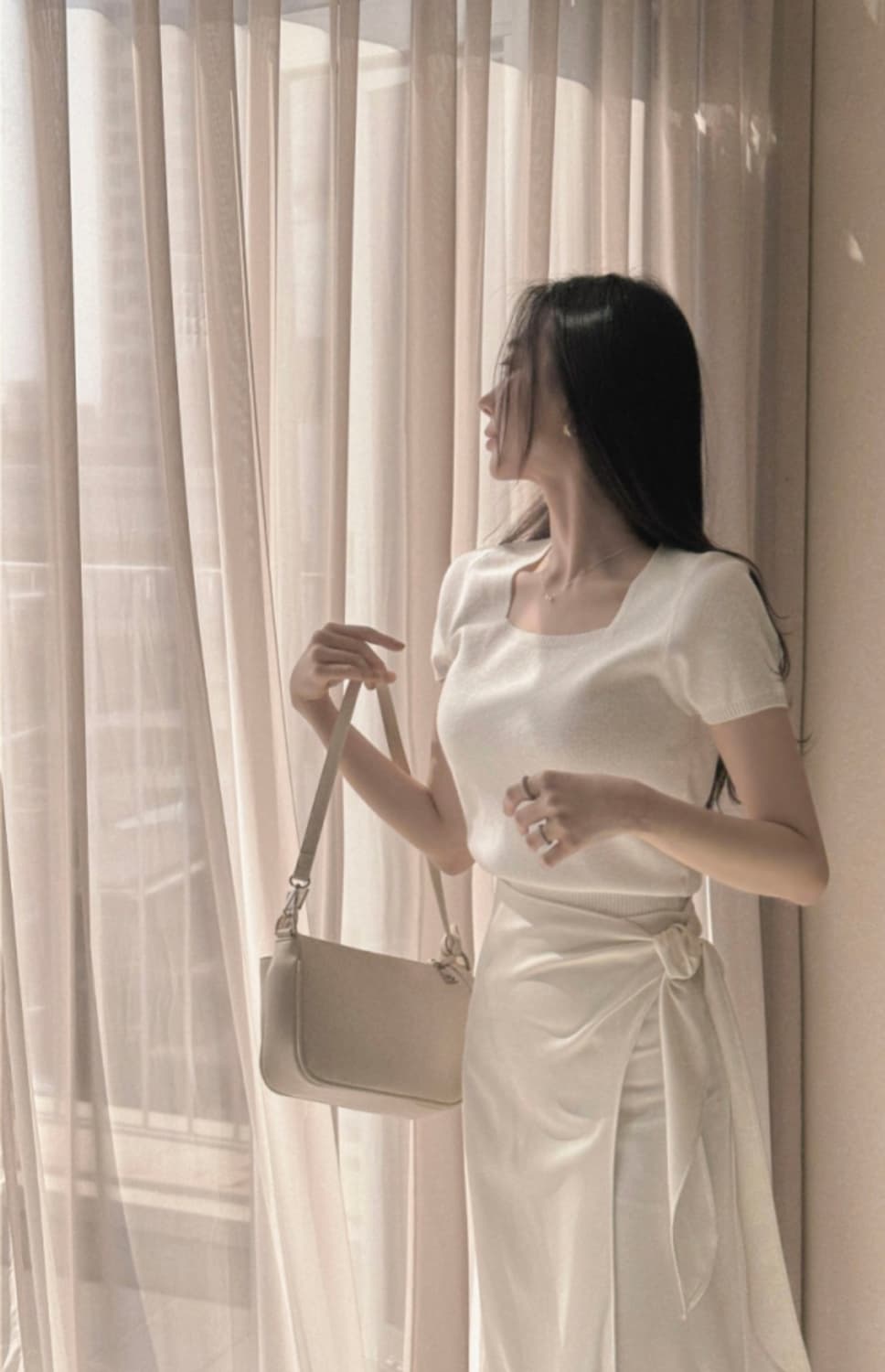 블랙 리본 랩 스커트 상품이미지4