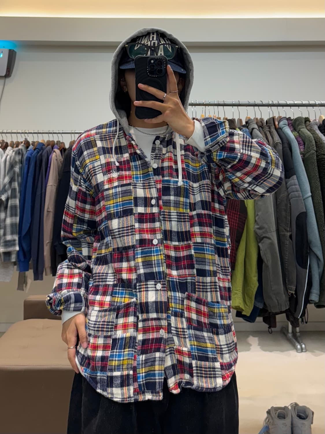 00s 스투시 마드라스패턴 셔츠 후드 자켓 상품이미지5