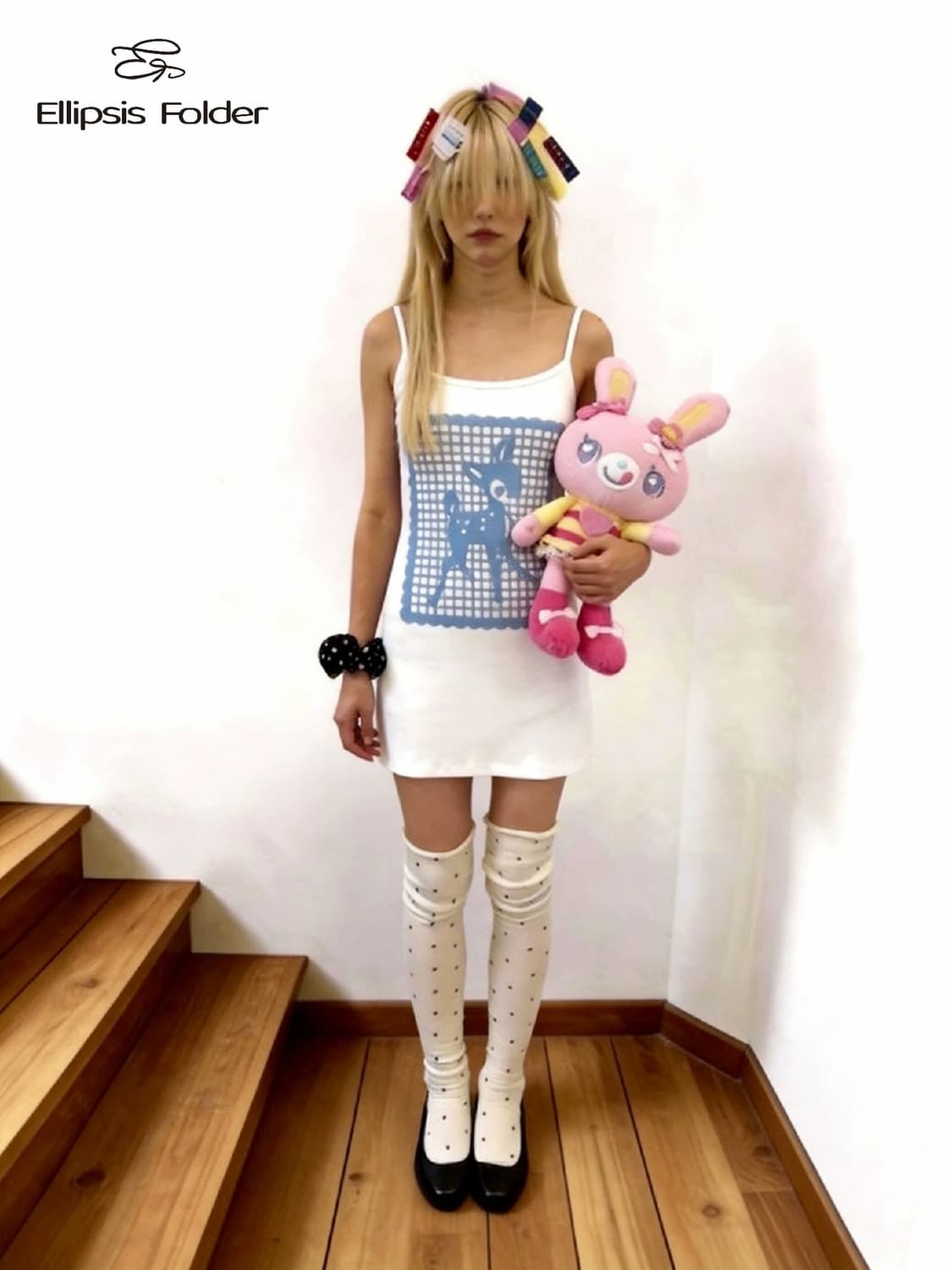 Ellipsis Folder 사슴 프린팅 슬리브리스 원피스 상품이미지1