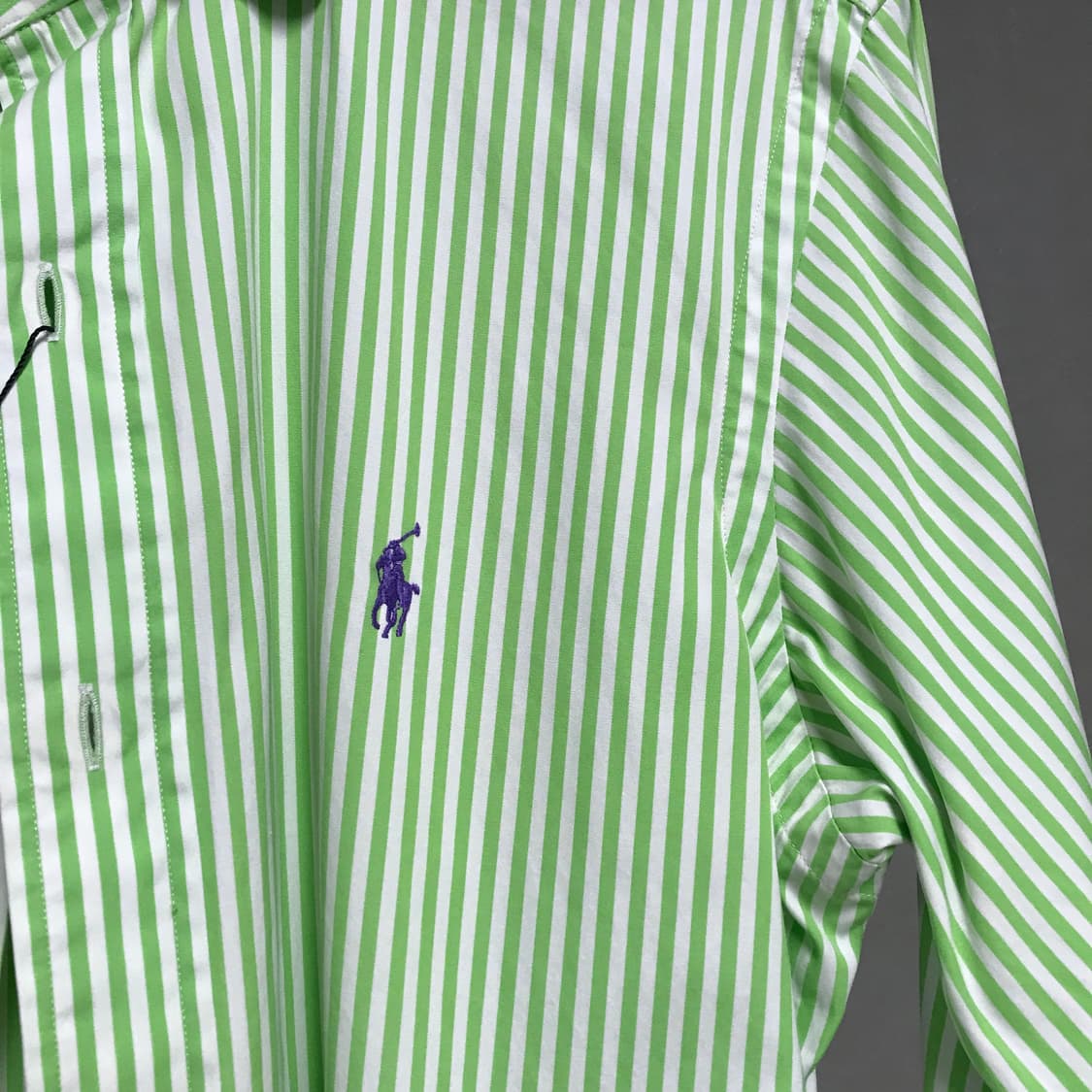 폴로 랄프로렌 스트라이프 셔츠 그린 40-82 상품이미지4