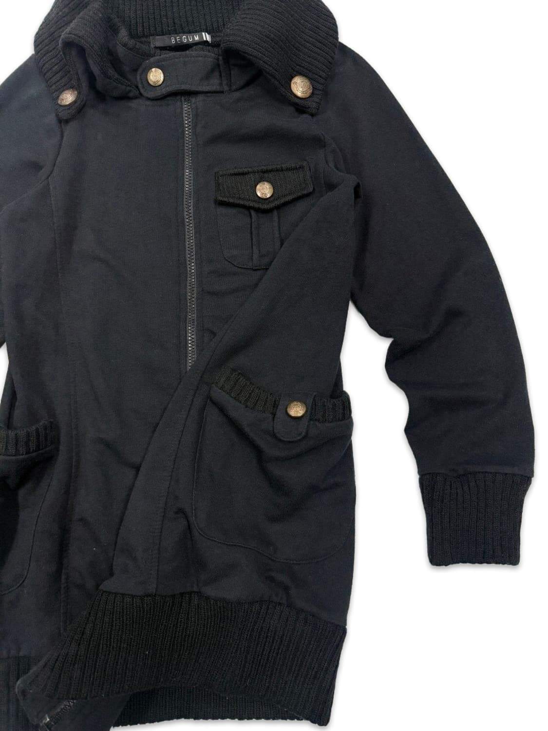 빈티지 블랙 펑크 하이넥 니트 카라 집업 상품이미지4