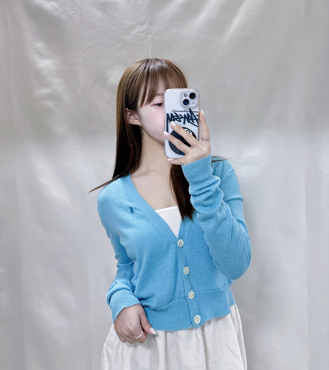 폴로 랄프로렌 파스텔블루 포니 가디건  상품이미지1